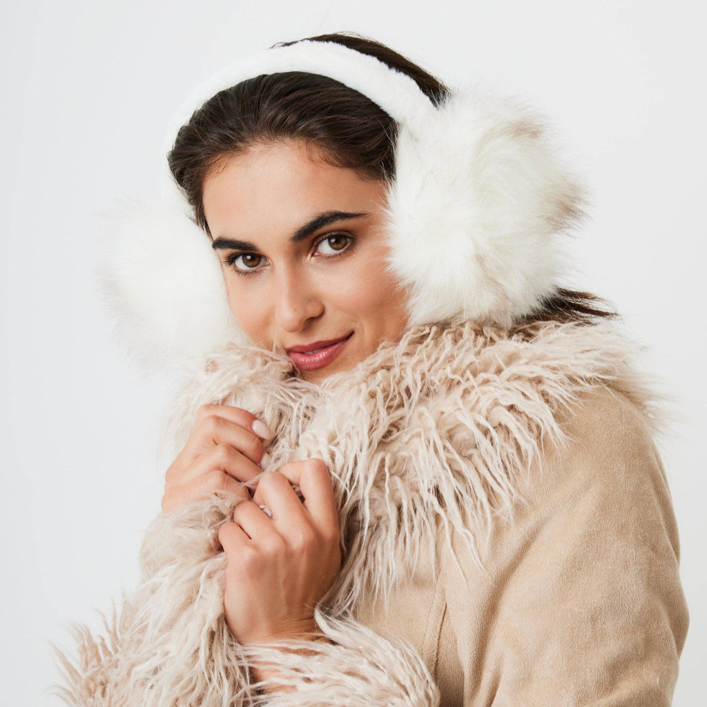 My Accessories London - Long Faux Fur Earmuffs in White: White - alliemdesignsboutique