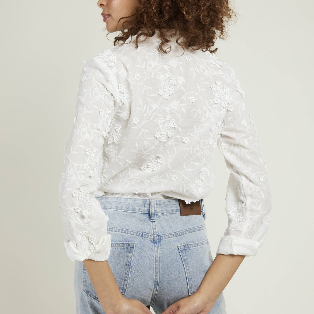 Tabitha Embossed Lace Blouse - alliemdesignsboutique