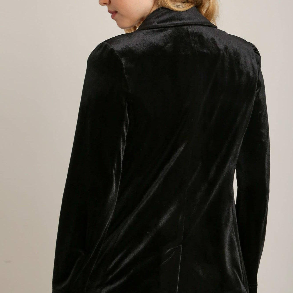 Shawl Collar Velvet Blazer: L / Black - alliemdesignsboutique