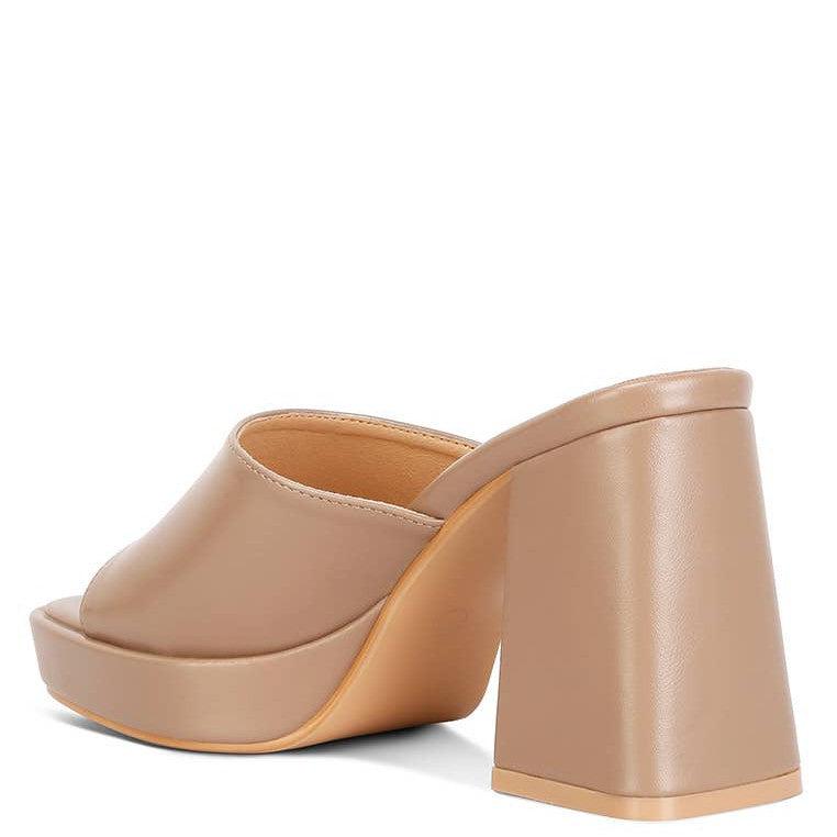 RagCompany - Flexes Flared Block Heel Sandals: US-9 / UK-7 / EU-40 / Taupe - alliemdesignsboutique