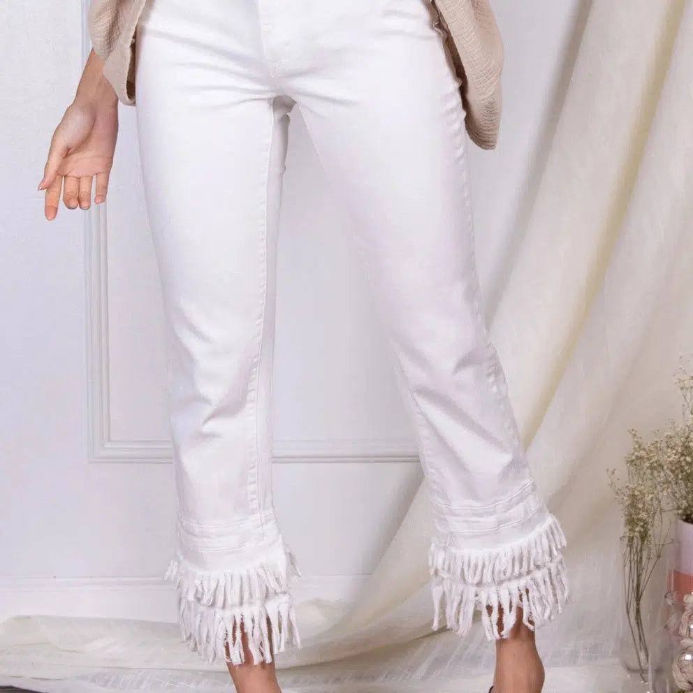 Before You - White Frayed Bottom Jeans - alliemdesignsboutique