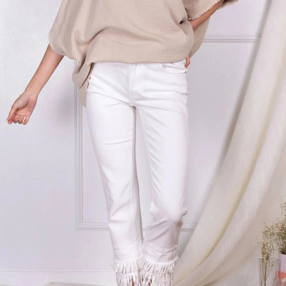 Before You - White Frayed Bottom Jeans - alliemdesignsboutique