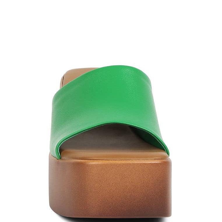 RagCompany - Scandal Slip On Block Heel Sandals: US-7 / UK-5 / EU-38 / GREEN - alliemdesignsboutique