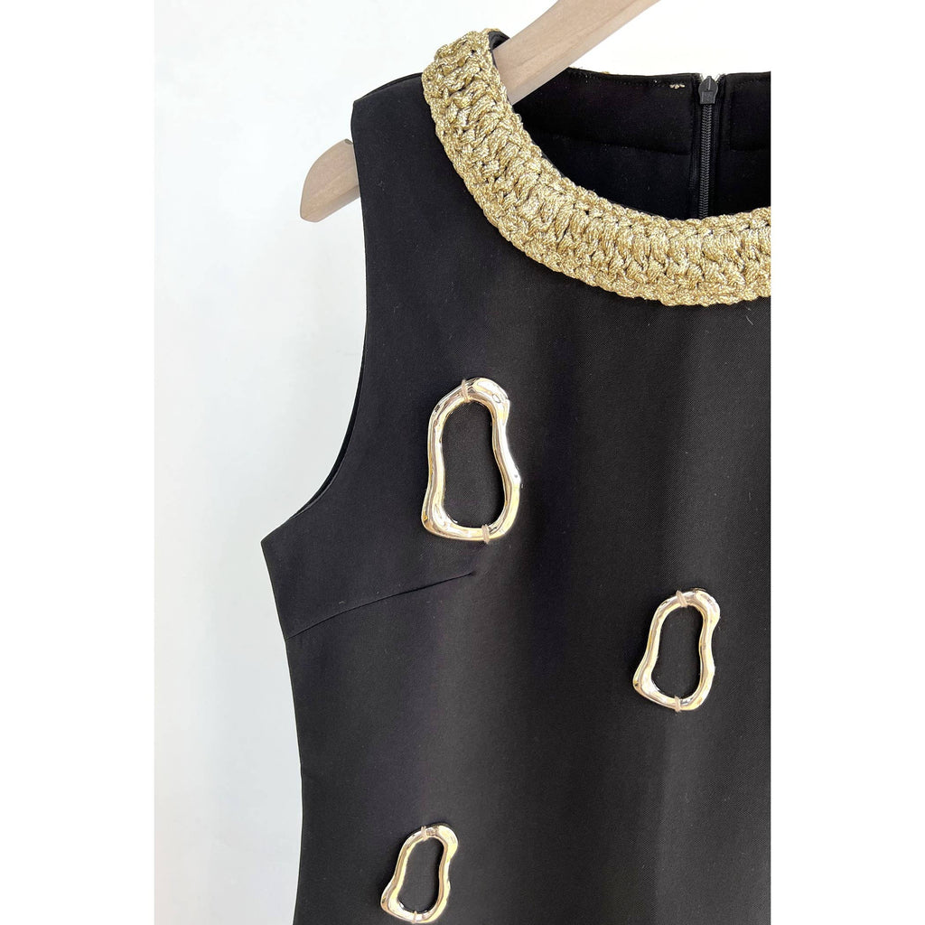 XHHH Inc - Embellished Shift Dress: BLACK / L - alliemdesignsboutique