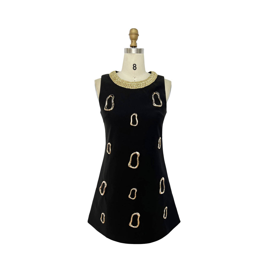 XHHH Inc - Embellished Shift Dress: BLACK / L - alliemdesignsboutique