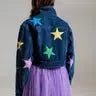 Stars Crop Denim Jacket - alliemdesignsboutique