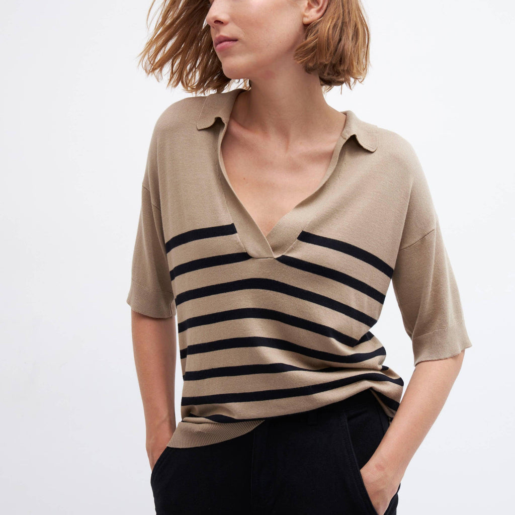 Shuuk - Striped polo neck sweater - alliemdesignsboutique