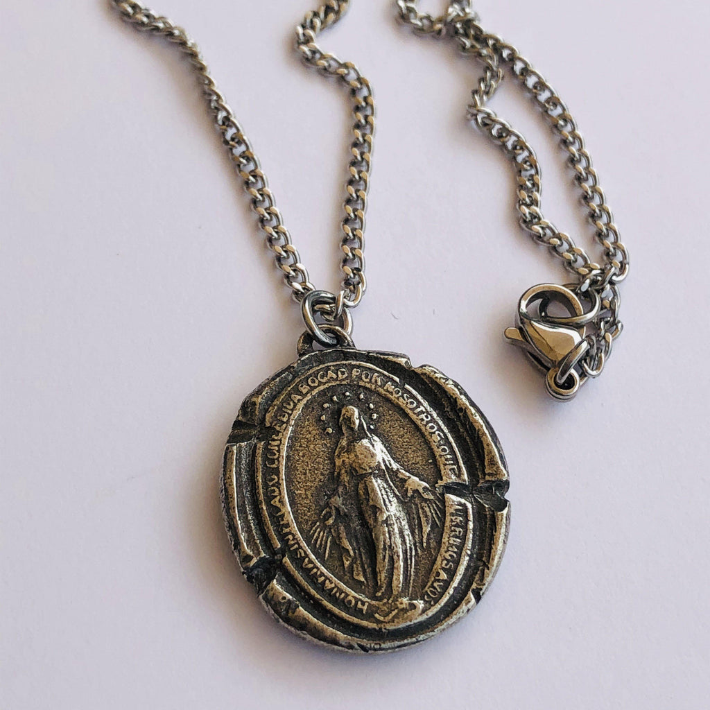 Mary Wax Seal Pendant Necklace - alliemdesignsboutique