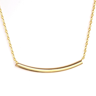Stainless Steel Curved Bar Necklace - alliemdesignsboutique