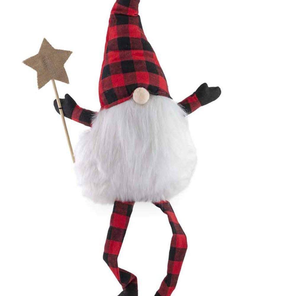 Otto Red and Black Check Star Wand Gnome Christmas Accent - alliemdesignsboutique