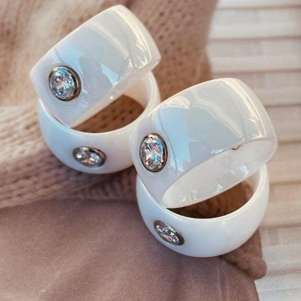 GTHIF Suave Wide Ceramic Ring - White - alliemdesignsboutique