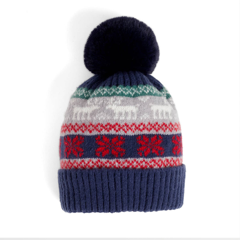 COCO + CARMEN - Up Nord Knit Hat with Pom - Christmas: Blue - alliemdesignsboutique