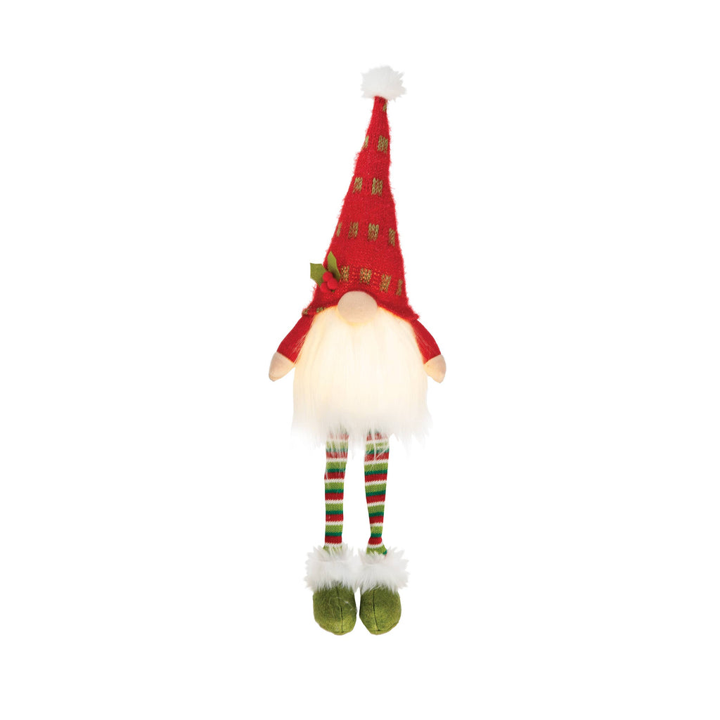 Christmas Red Sitting Gnome w/LED Figurine - alliemdesignsboutique