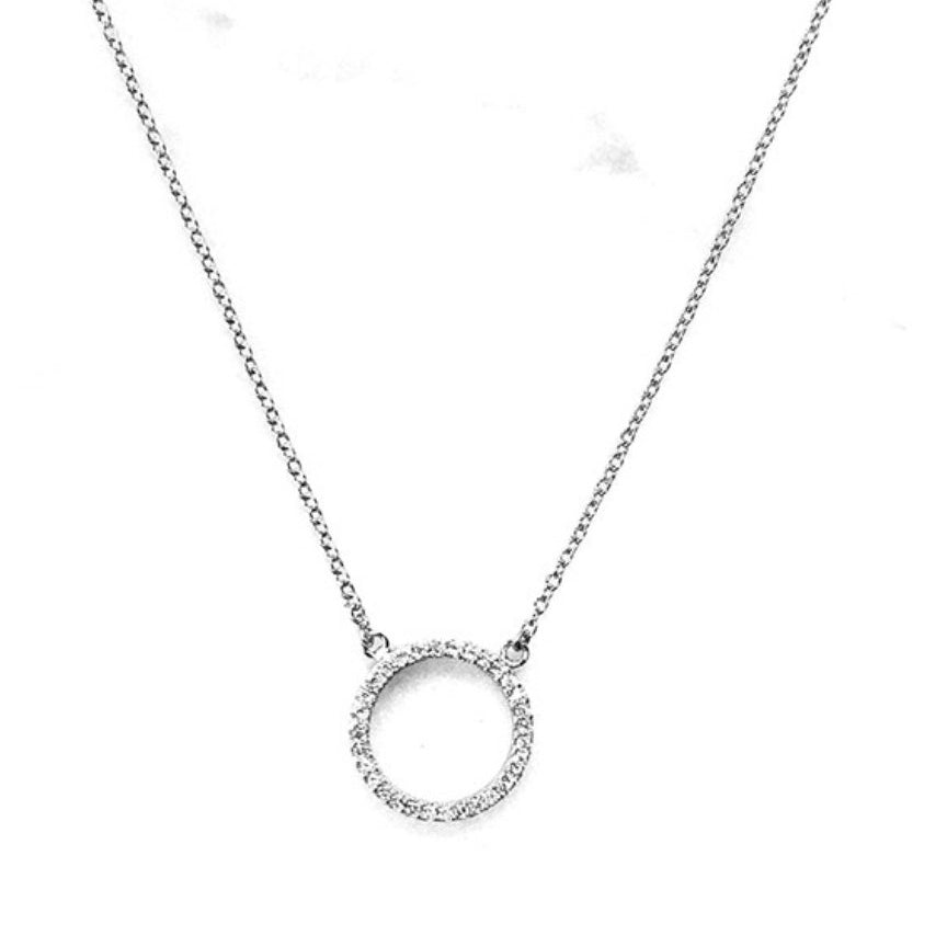 Dainty CZ Silver Circle Necklace - alliemdesignsboutique