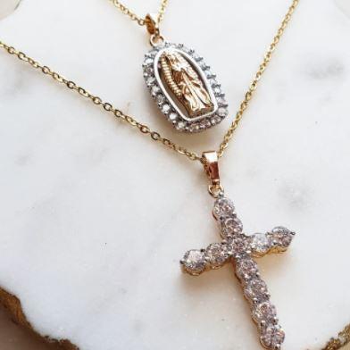 Mary Sparkle Religious Necklace - alliemdesignsboutique