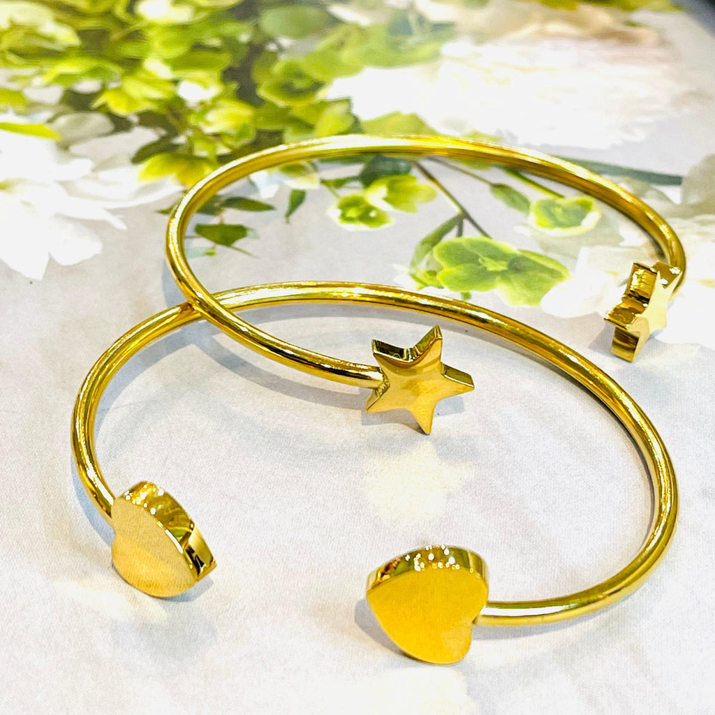 Symbolic Heart / Star Cuff Bracelet - alliemdesignsboutique