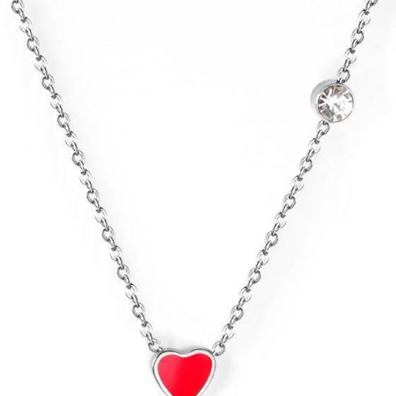 Mandy Dainty Red Enamel Heart Necklace - alliemdesignsboutique
